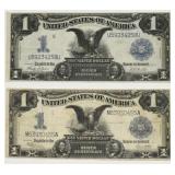 Pair Of 1899 US $1 Silver Certificates