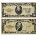 1928 US $10 & $20 Gold Certificates