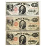 (3) 1917 US $1 Large Size Federal Reserve Notes