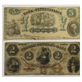 Obsolete Bank Currency $2 Georgia & $5 Virginia