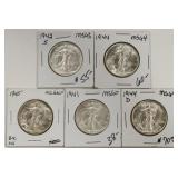 (5) Uncirculated Walking Liberty Half Dollars