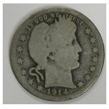 U.S. 1914-S Barber Quarter Key Date
