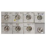 (8) 90% Silver Uncirculated Washington Quarters