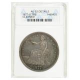 U.S. 1877-S Trade Dollar Grade AU-53 ANACS Cleaned