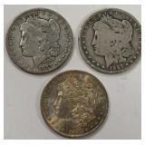 Lot Of Three 1883 & 1887 Morgan Silver Dollars