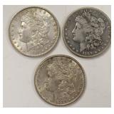 Lot Of Three 1888 & 1889 Morgan Silver Dollars