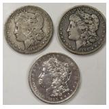 Lot Of Three 1890 Morgan Silver Dollars