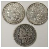 Lot Of Three 1891 &1892 Morgan Silver Dollars