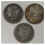 Lot Of Three 1889 Morgan Silver Dollars
