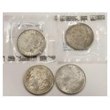 Lot Of Four 1921 Morgan Silver Dollars