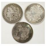 Lot Of Three 1884 & 1885 Morgan Silver Dollars