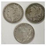 Lot Of Three 1880 &1889 Morgan Silver Dollars