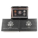 1992-1993-1995 U.S. Premier Silver Proof Sets