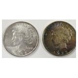 2- Silver Peace Dollars