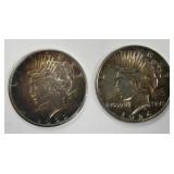 2- Peace Silver Dollars