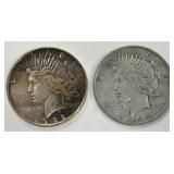2- 1922 Peace Silver Dollars