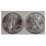 2- American Eagle Silver Dollars