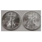 2- American Eagle Silver Dollars