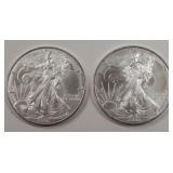 2- American Eagle Silver Dollars