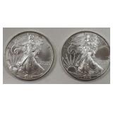 2- American Eagle Silver Dollars