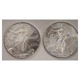 2- American Eagle Silver Dollars