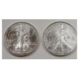 2- American Eagle Silver Dollars