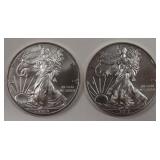 2- American Eagle Silver Dollars