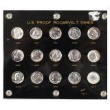 1950 Thru 1964 Proof Silver Roosevelt Dime Set