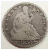 1854 Seated Liberty Silver Half Dollar