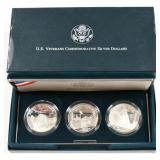 1994 U.S. Veterans Proof Silver Dollars 3-Coin Set