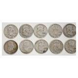 10- Franklin Silver Half Dollars