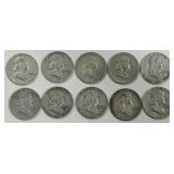 10- Franklin Silver Half Dollars