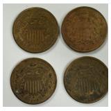 4- US 2 Cent Coins