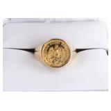 Ladies 14K Yellow Gold Mexican 2 Peso Ring