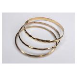 (3) Ladies 14K Yellow Gold Bangle Bracelets