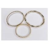 (3) Ladies 14K Yellow Gold Bangle Bracelets
