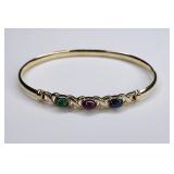 Ladies 14K Yellow Gold Gemstone Bangle Bracelet
