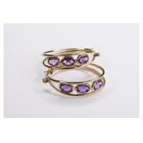 Ladies 14K Yellow Gold Amethyst Earrings
