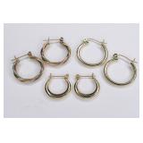(3) Pairs Of Ladies 14K Yellow Gold Hoop Earrings