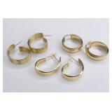 (3) Pairs Of Ladies 14K Yellow Gold Hoop Earrings