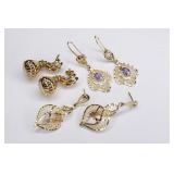 (3) Pairs Ladies 14K Yellow Gold Dangle Earrings