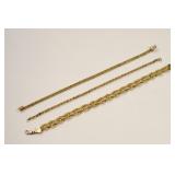(3) 14K Yellow Gold Hollow Rope Bracelets