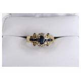 Ladies 14K Yellow Gold Sapphire & Diamond Ring