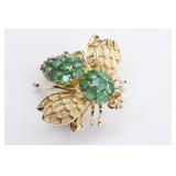 Ladies 14K Yellow Gold Emerald Bumble Bee Pin