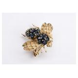 Ladies 14K Yellow Gold Sapphire Bumble Bee Pin