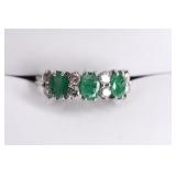 Ladies 14K White Gold Diamond & Emerald Ring