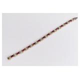 Ladies 14K Yellow Gold Diamond & Ruby Bracelet