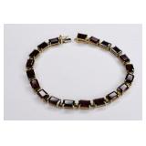 Ladies 14K Yellow Gold Garnet Bracelet