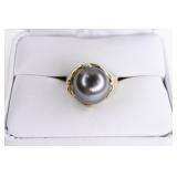 Ladies 14K Yellow Gold Tahitian Pearl Ring