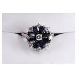 Ladies 14K White Gold Diamond & Sapphire Ring